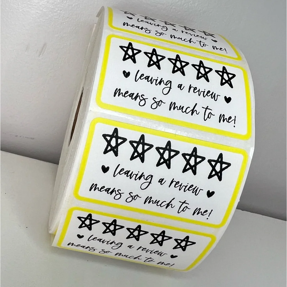 Leave a review stickers | 100 Thank you stickers  Packaging Supplies NEW - Picture 10 of 12